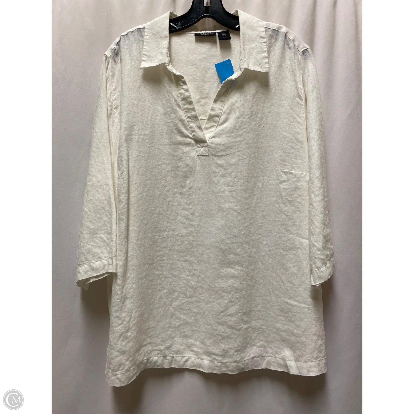 Top Long Sleeve By Tahari In White, Size: 1x