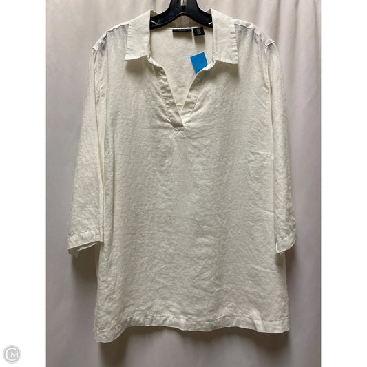 Top Long Sleeve By Tahari In White, Size: 1x