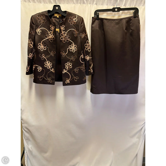 Skirt Suit 3pc By Kasper In Brown, Size: M