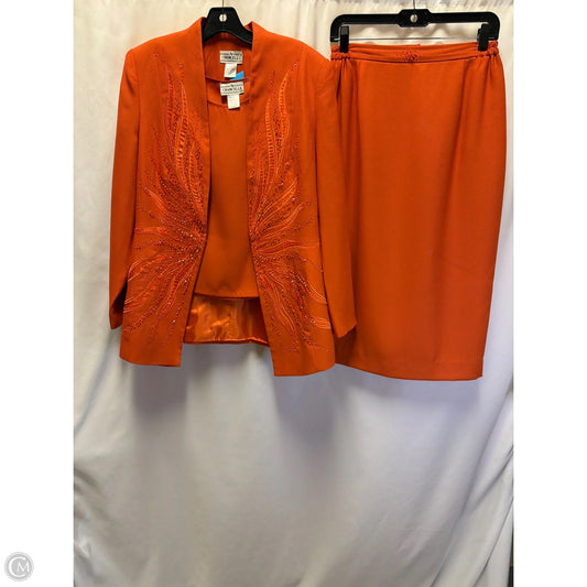 Skirt Suit 3 pc By Ch In Orange, Size: M