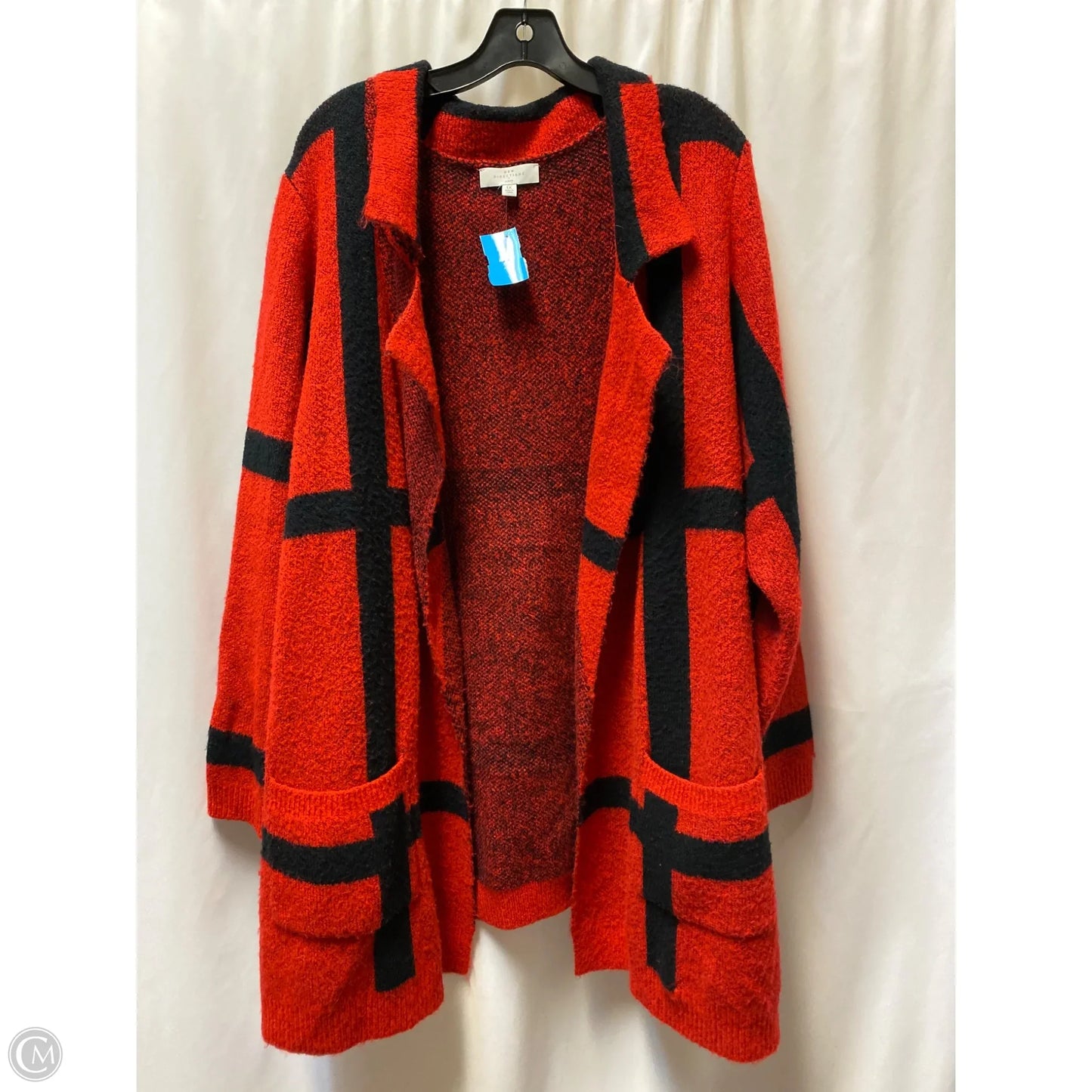 Cardigan By New Directions In Black & Red, Size: 1x