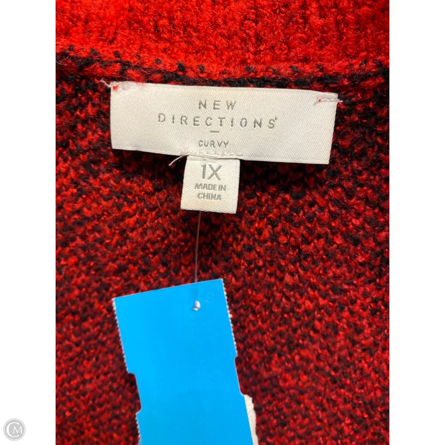 Cardigan By New Directions In Black & Red, Size: 1x