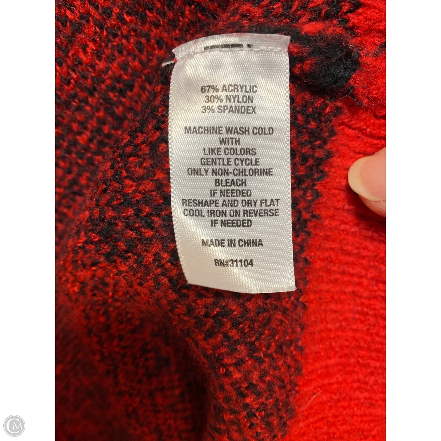 Cardigan By New Directions In Black & Red, Size: 1x