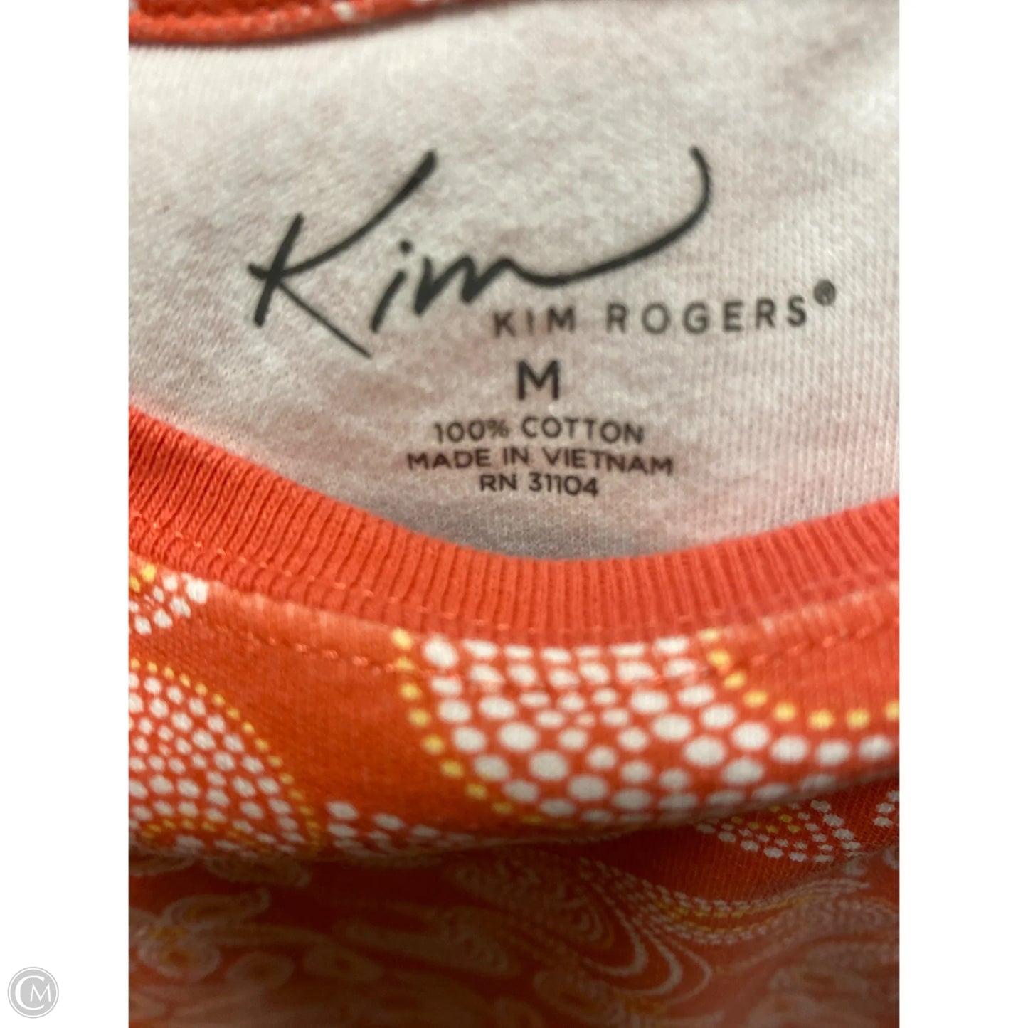 Top Short Sleeve By Kim Rogers In Peach, Size: M