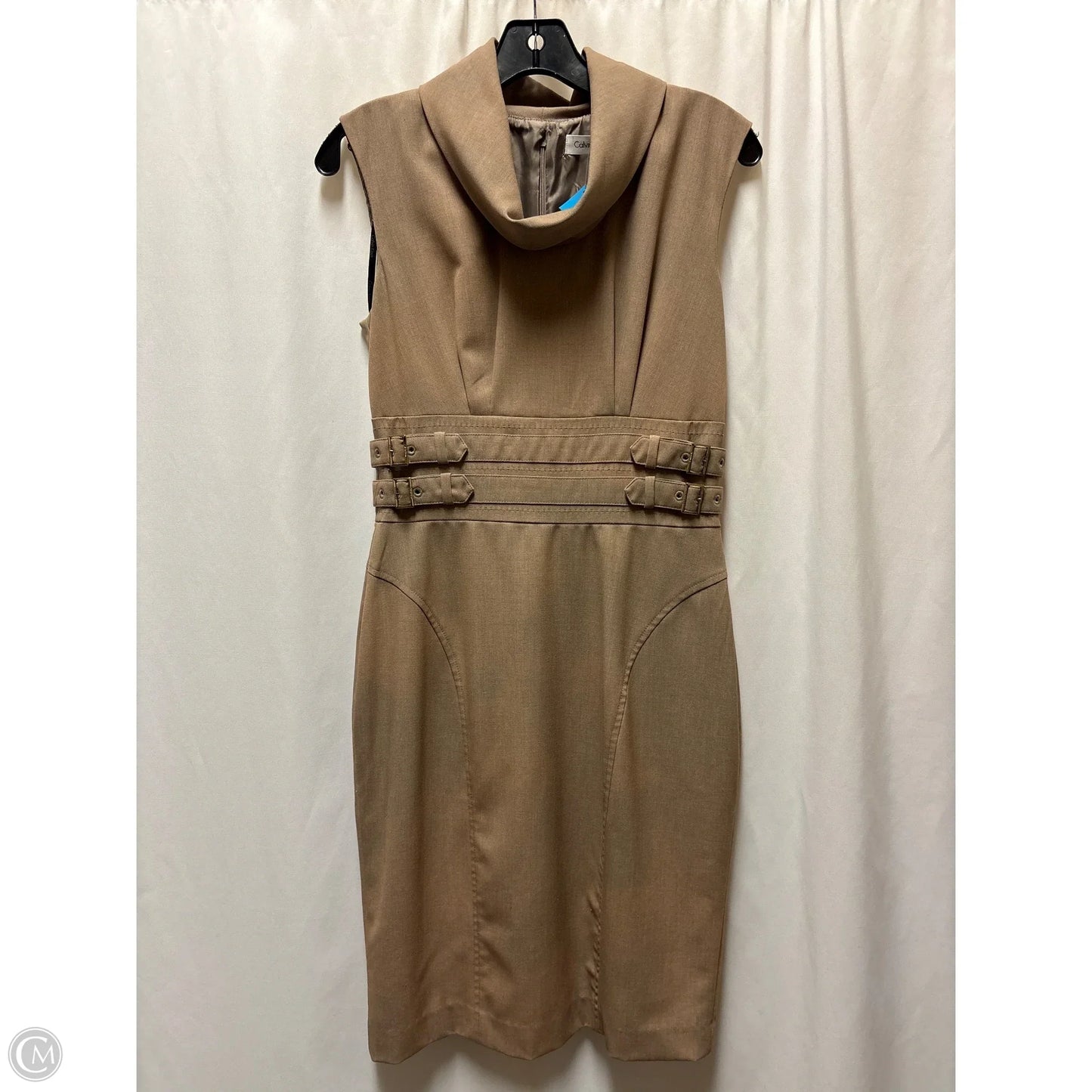 Dress Casual Midi By Calvin Klein In Taupe, Size: S