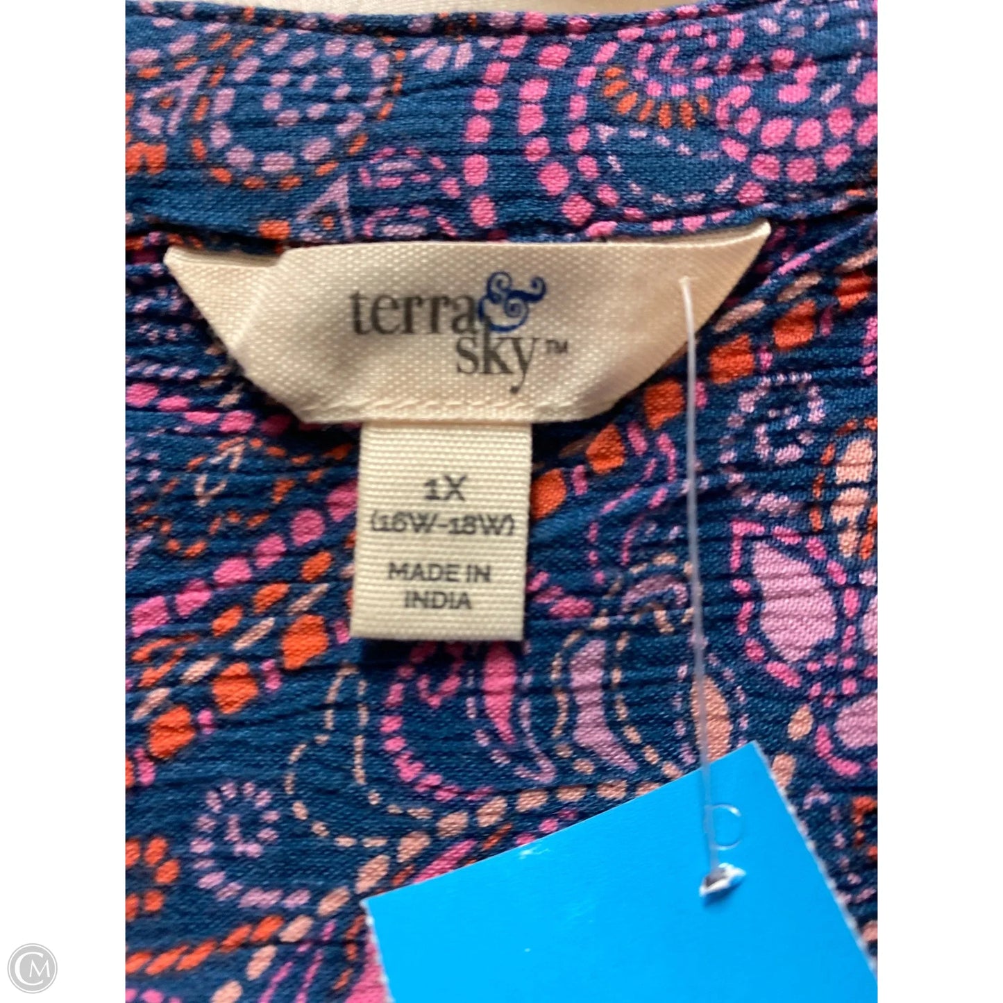 Top Long Sleeve By Terra & Sky In Blue, Size: 1x