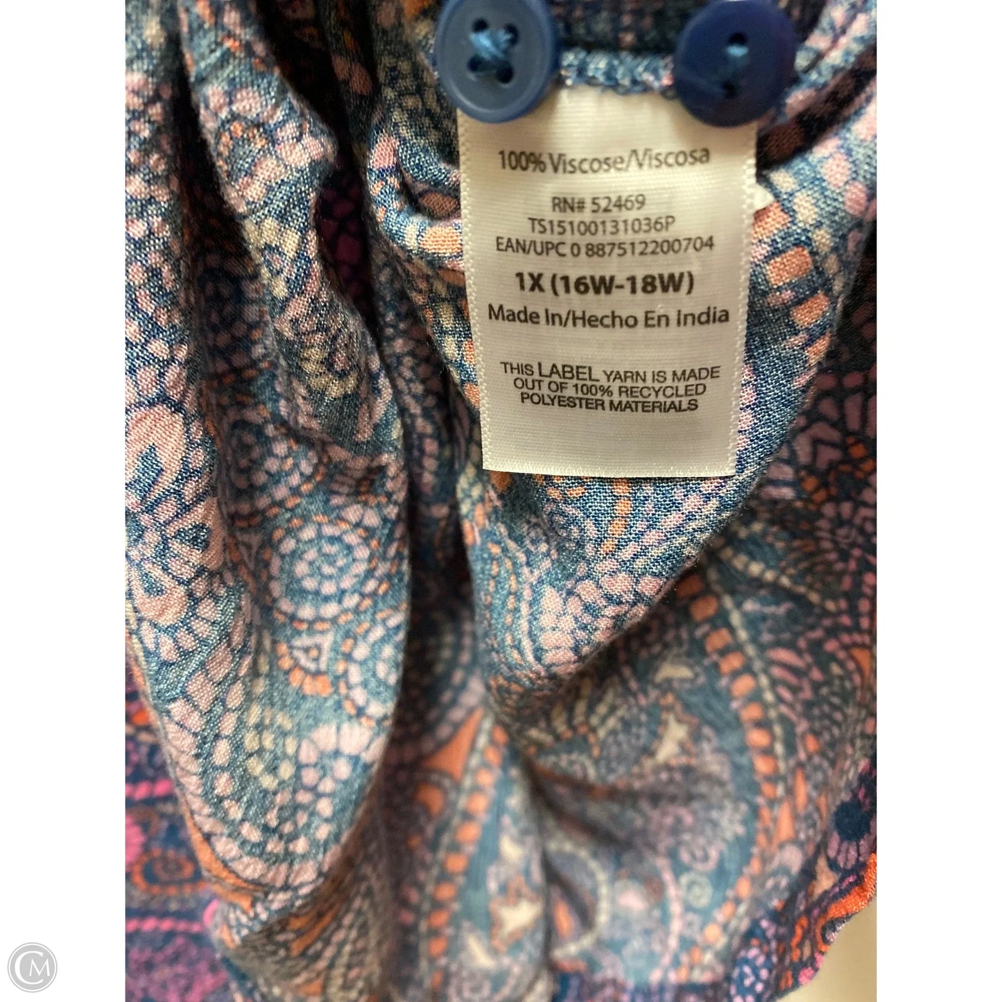 Top Long Sleeve By Terra & Sky In Blue, Size: 1x