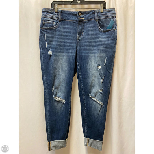 Jeans Cropped By Kancan In Blue Denim, Size: 16