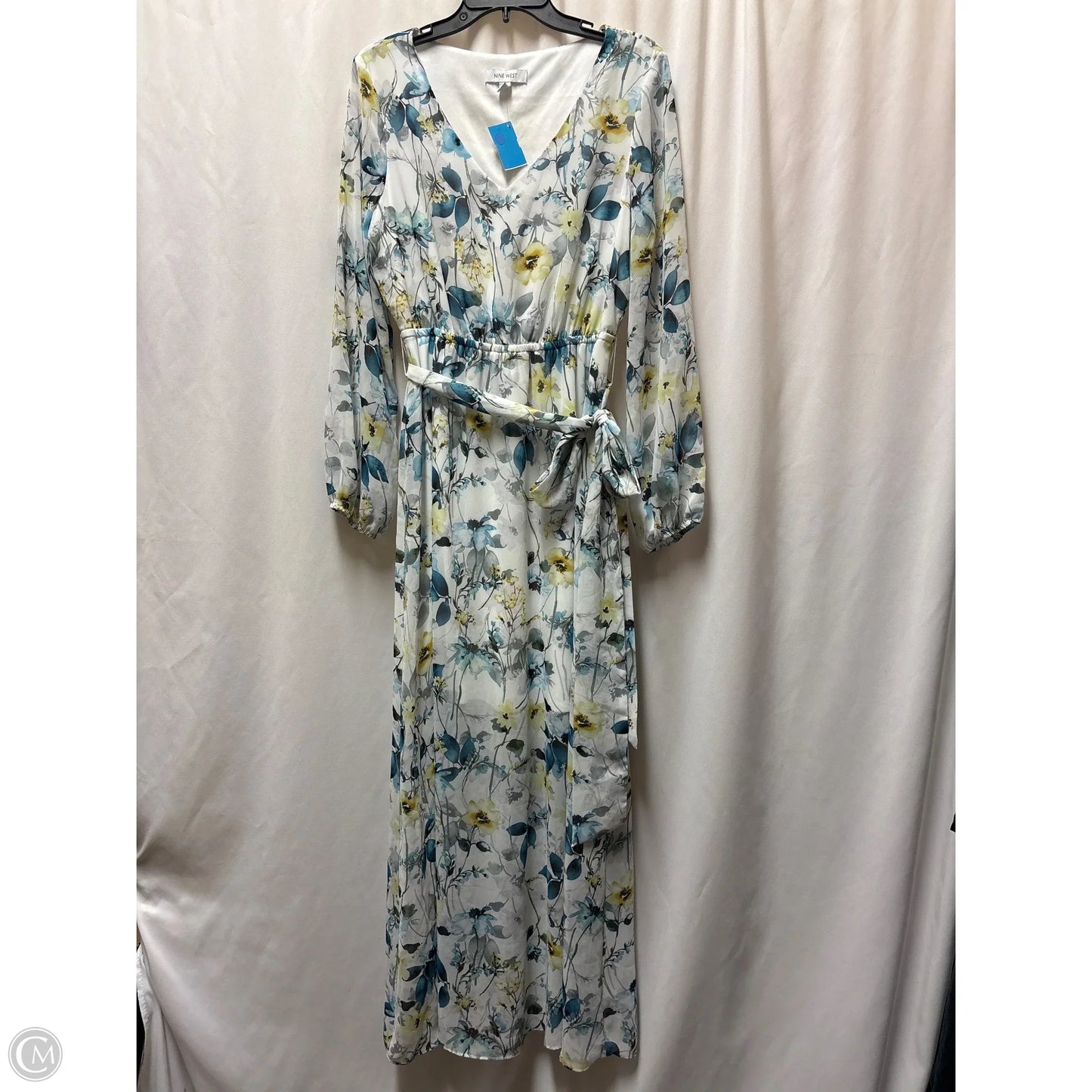 Dress Casual Maxi By Nine West In White & Yellow, Size: S