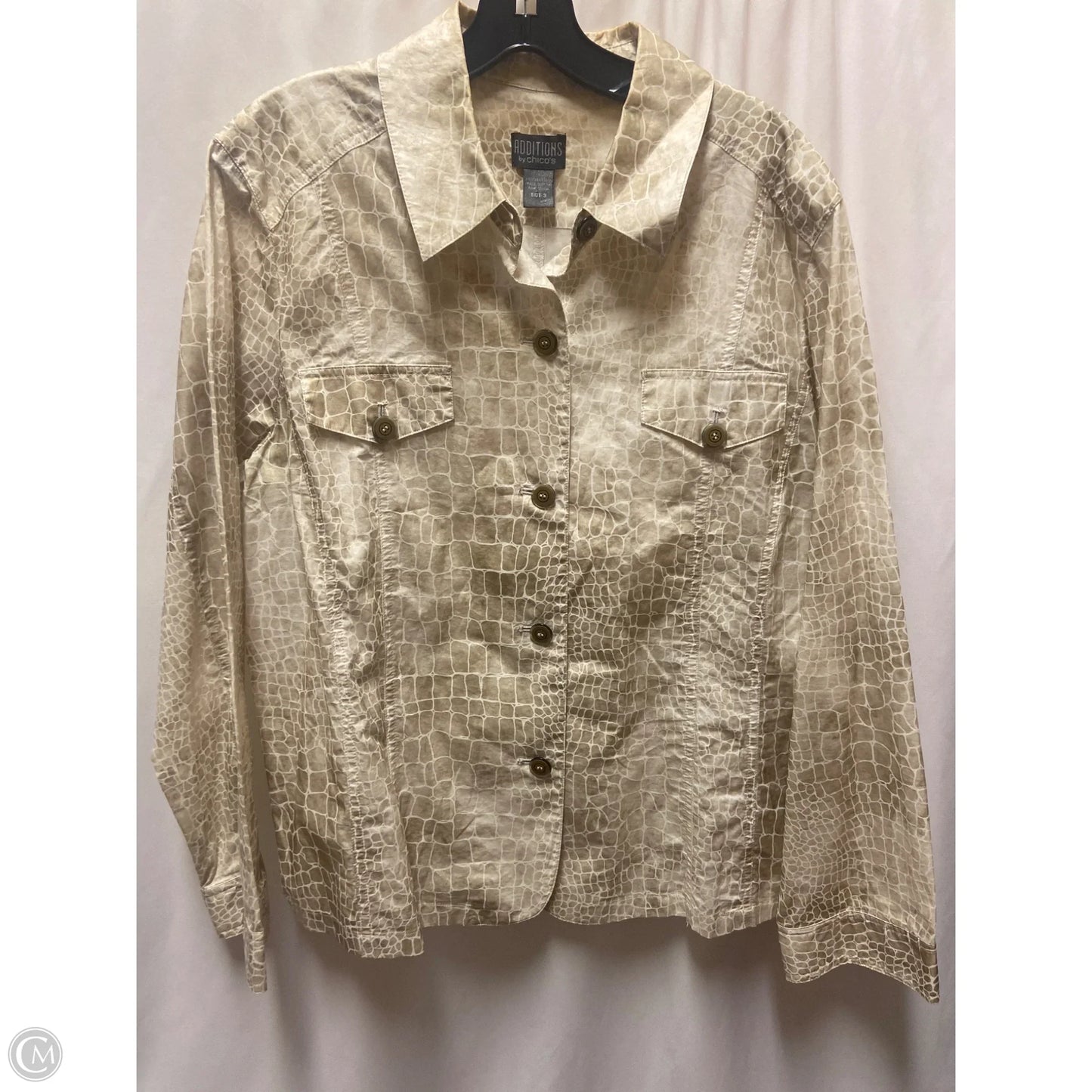 Top Long Sleeve By Chicos In Tan, Size: 3x