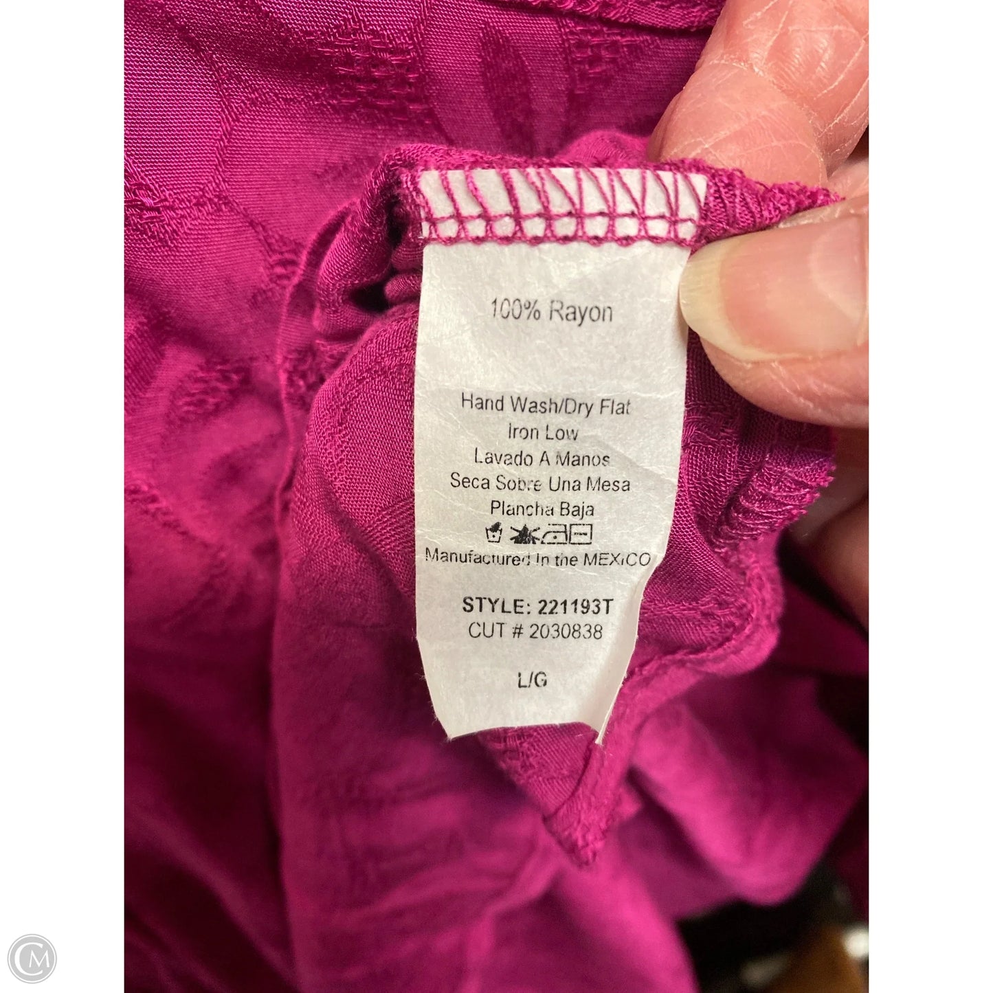 Top Long Sleeve By Chris And Carol In Pink, Size: L