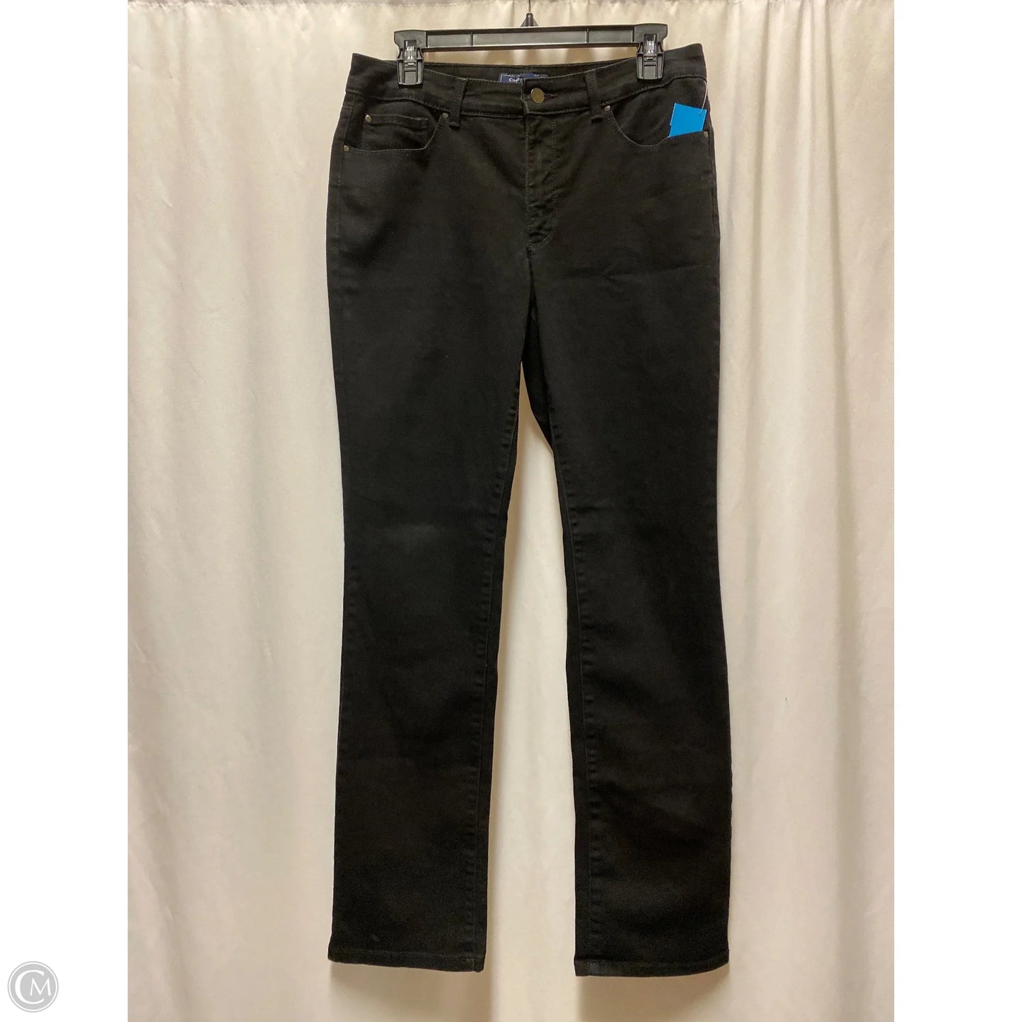 Jeans Straight By Charter Club In Black Denim, Size: 8