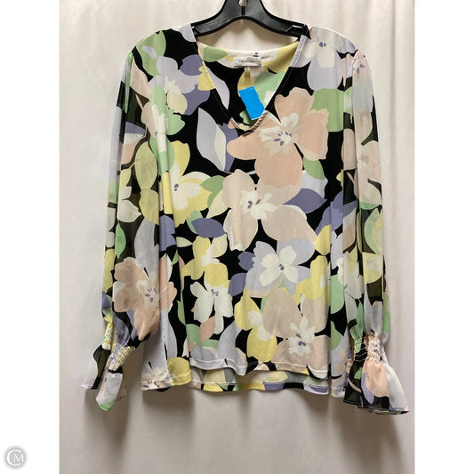 Top Long Sleeve By Calvin Klein In Multi-colored, Size: Xl