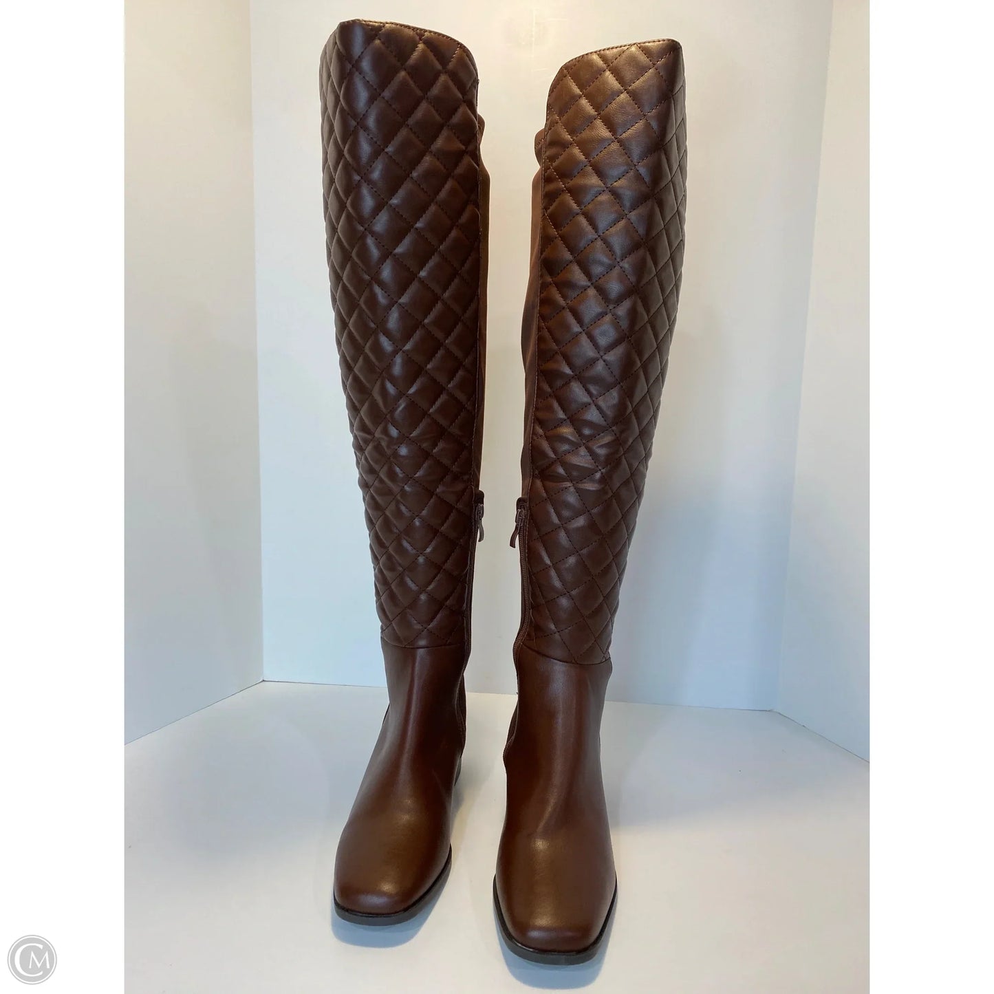 Boots Knee Heels By Bamboo In Brown, Size: 8.5