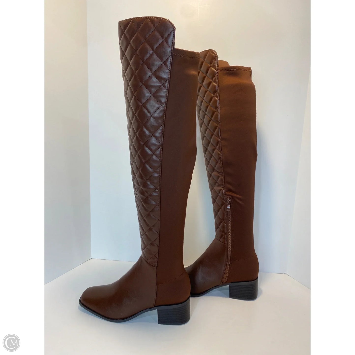 Boots Knee Heels By Bamboo In Brown, Size: 8.5