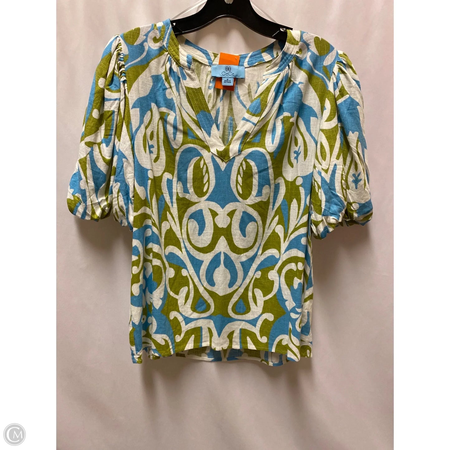 Top Short Sleeve By Cece In Blue & Green, Size: M