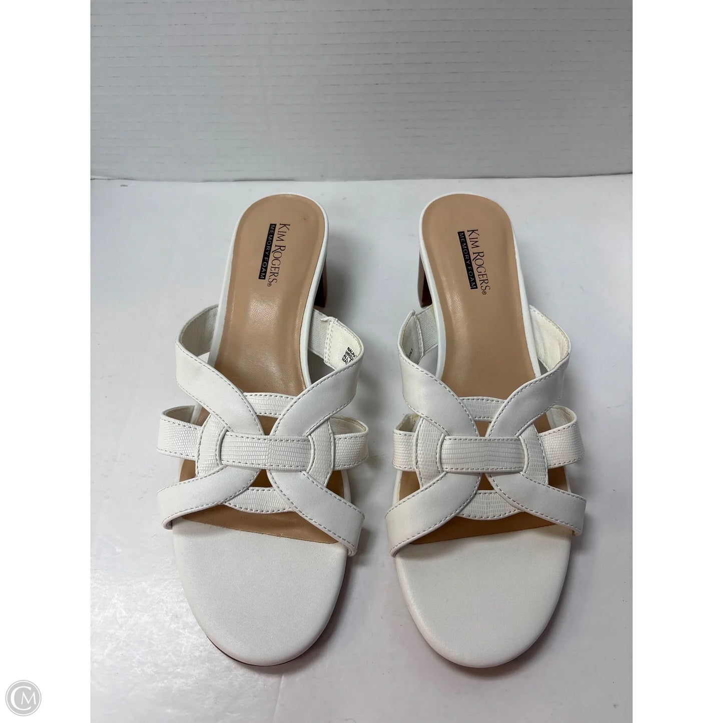 Sandals Heels Block By Kim Rogers In White, Size: 9.5