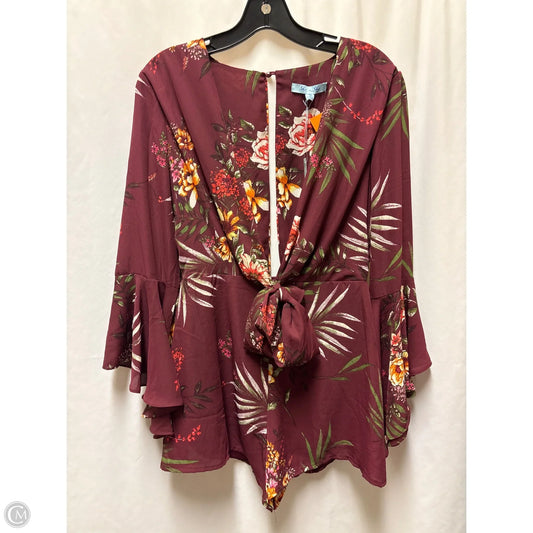 Romper By She + Sky In Maroon, Size: S