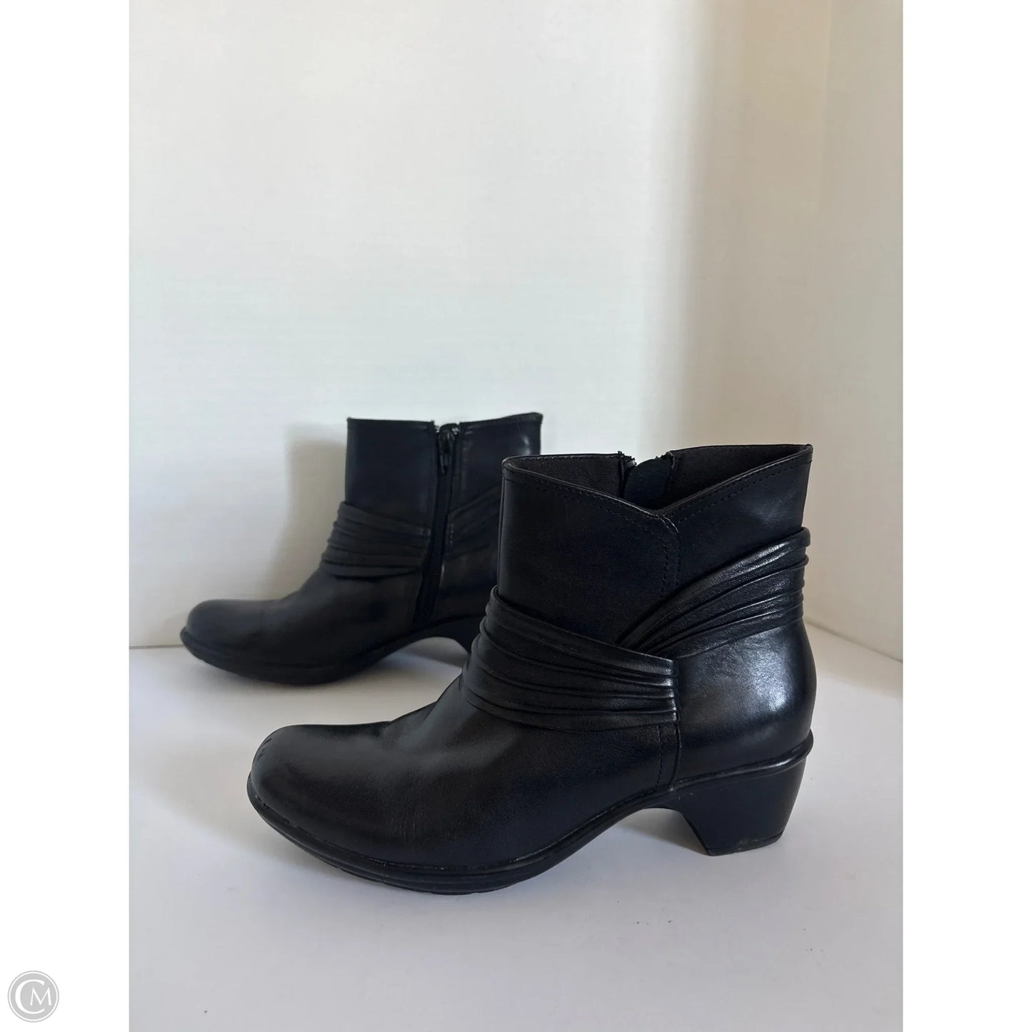 Boots Ankle Heels By Clarks In Black, Size: 7.5
