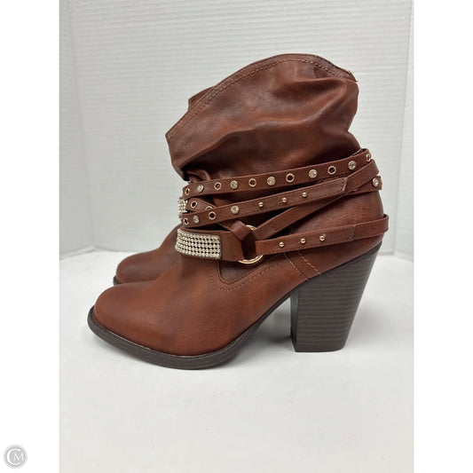 Boots Ankle Heels By Daisy Fuentes In Brown, Size: 8.5