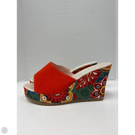 Sandals Heels Block By Clothes Mentor In Orange, Size: 6