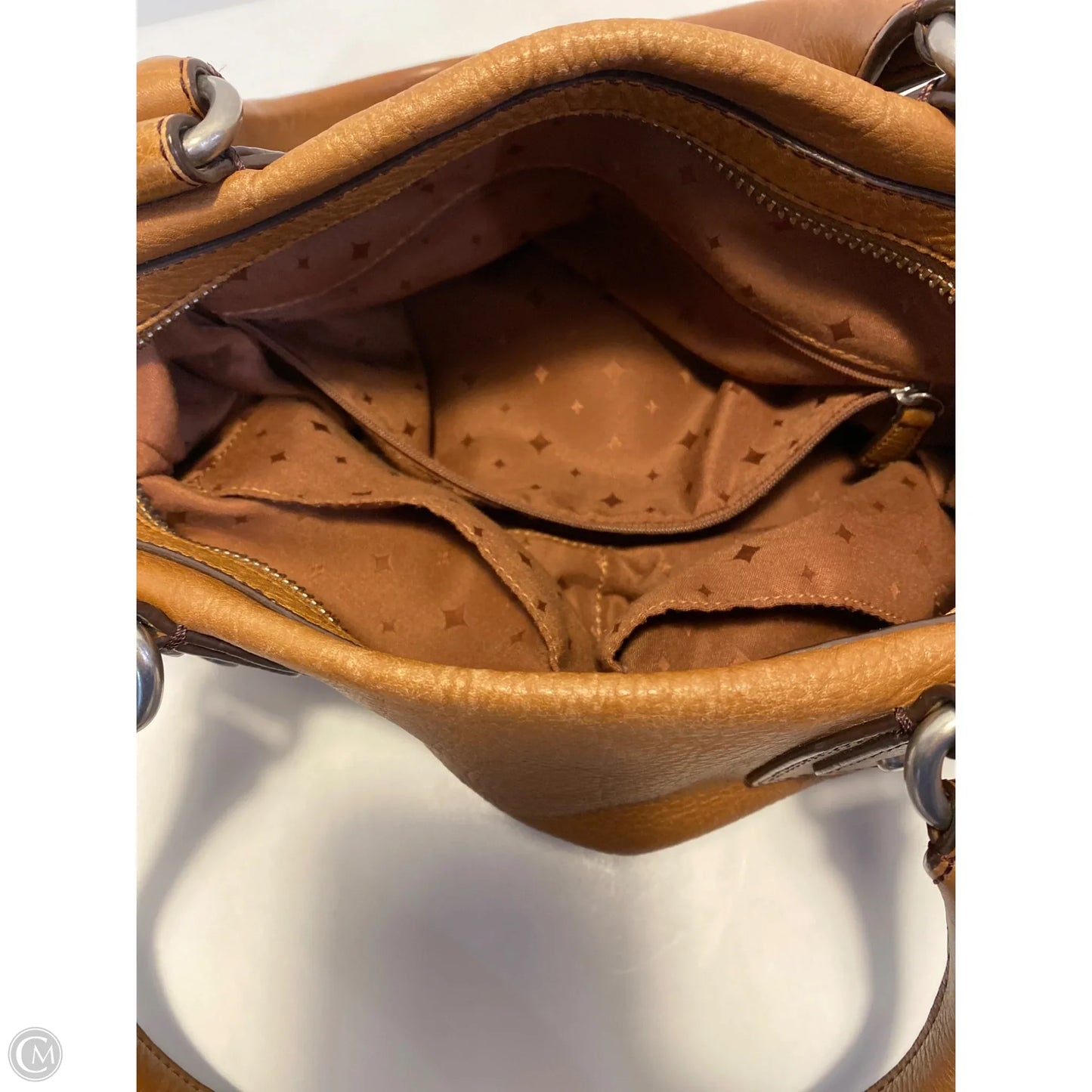 Handbag Leather By Fossil, Size: Medium