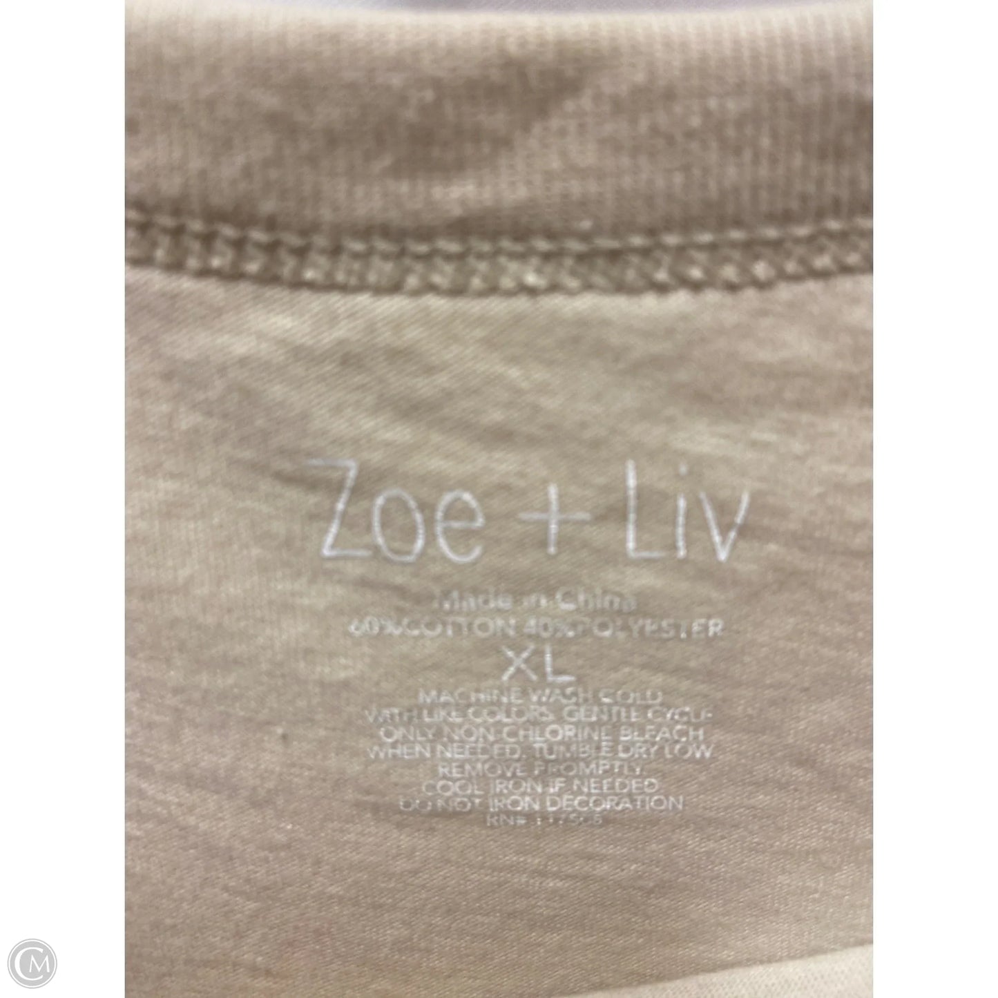 Top Short Sleeve By Zoe And Liv In Beige, Size: Xl