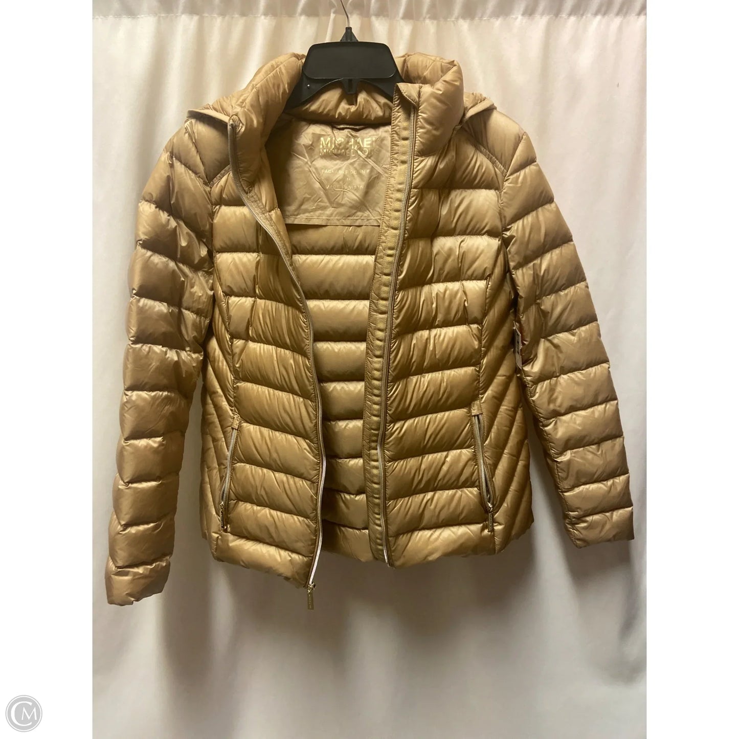 Jacket Puffer & Quilted By Michael By Michael Kors In Gold, Size: M