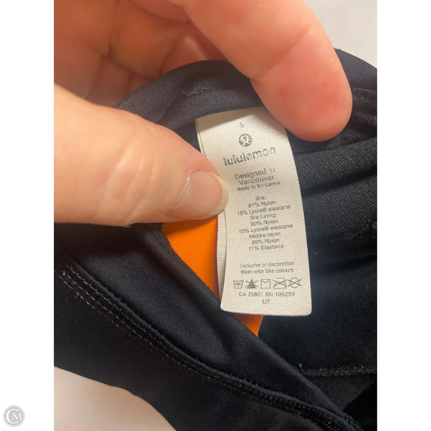 Athletic Bra By Lululemon In Black, Size: 6