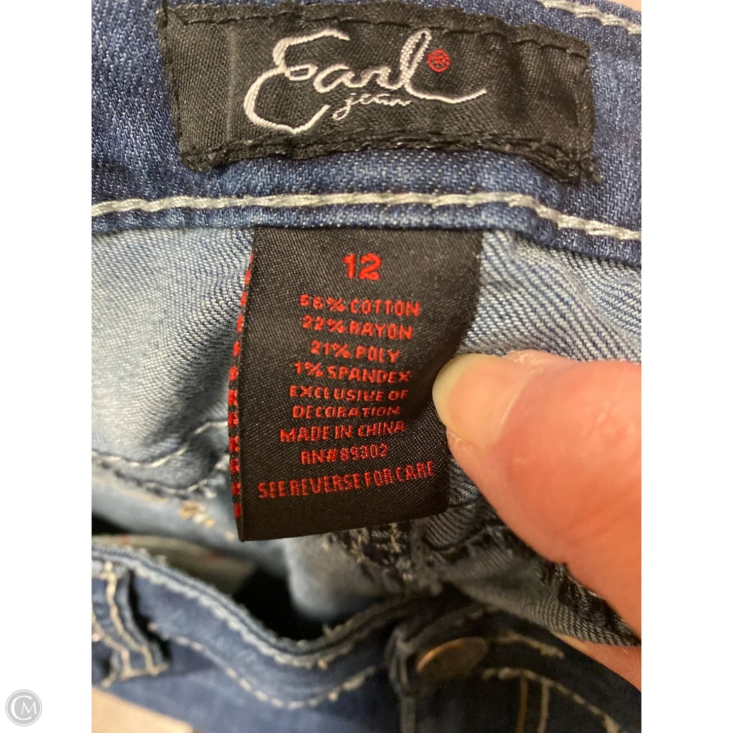 Jeans Straight By Earl Jean In Blue Denim, Size: 12
