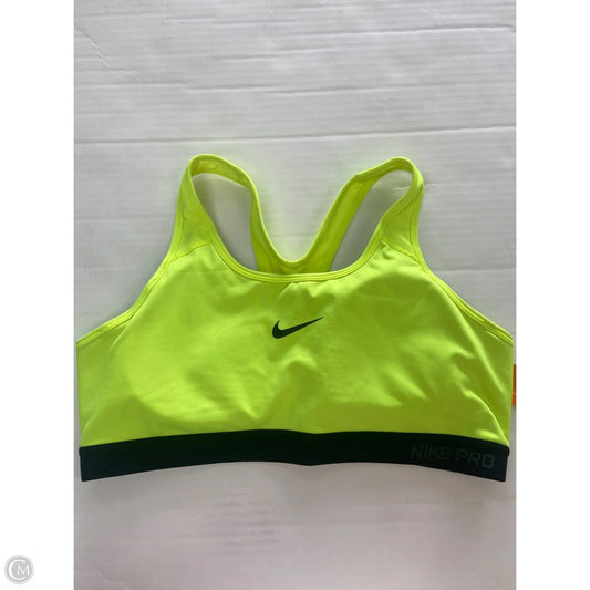 Athletic Bra By Nike In Yellow, Size: Xl