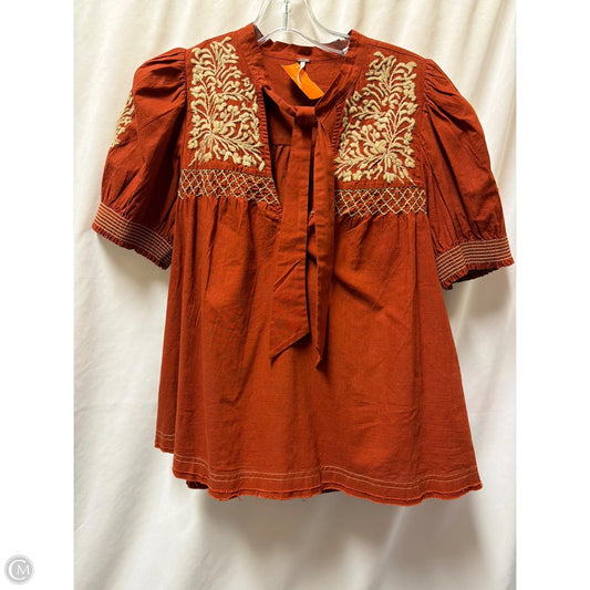 Top Short Sleeve By Free People In Copper, Size: M