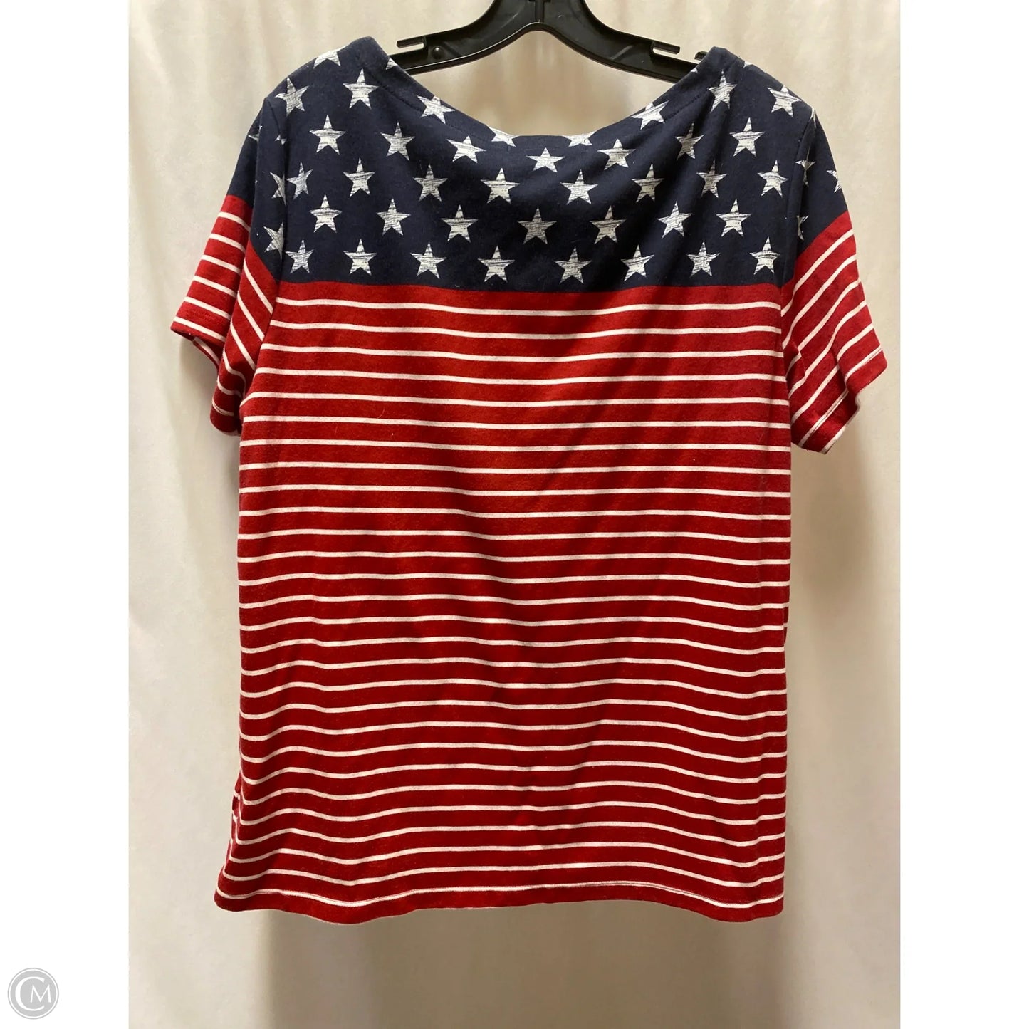Top Short Sleeve By Karen Scott In Red & White, Size: Xl