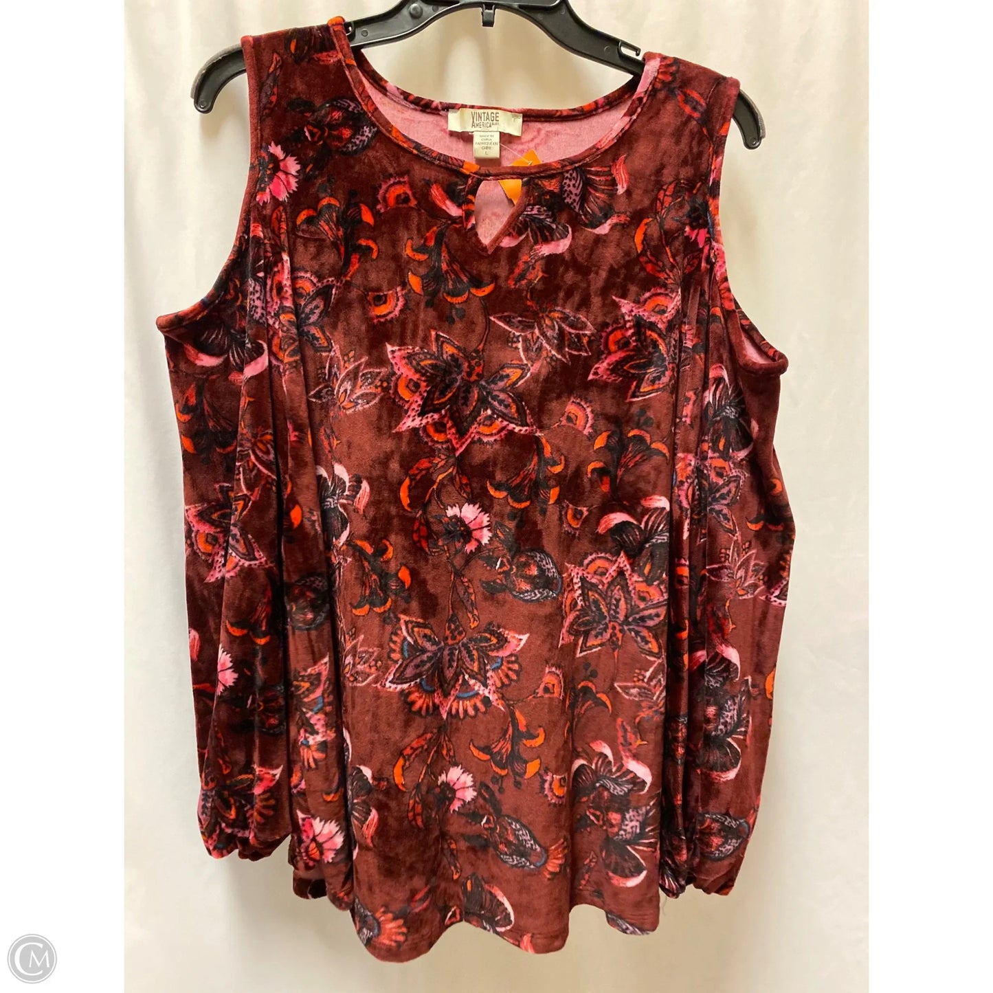 Top Long Sleeve By Vintage America In Maroon, Size: L