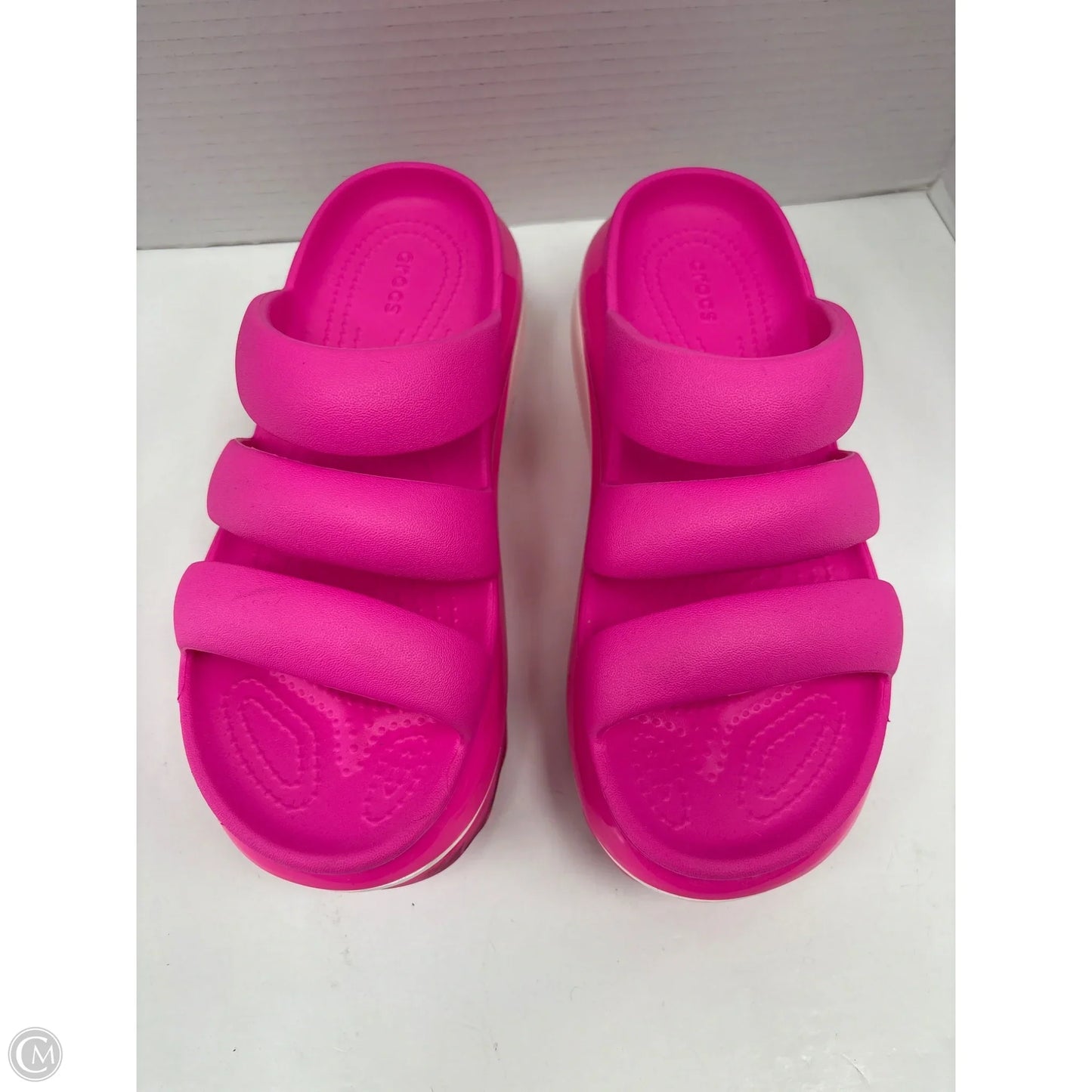 Sandals Heels Platform By Crocs In Pink, Size: 7