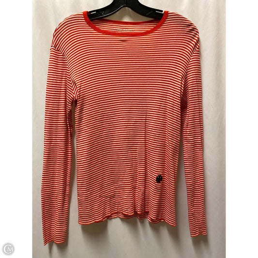 Top Long Sleeve Designer By Tory Burch In Red & White, Size: M