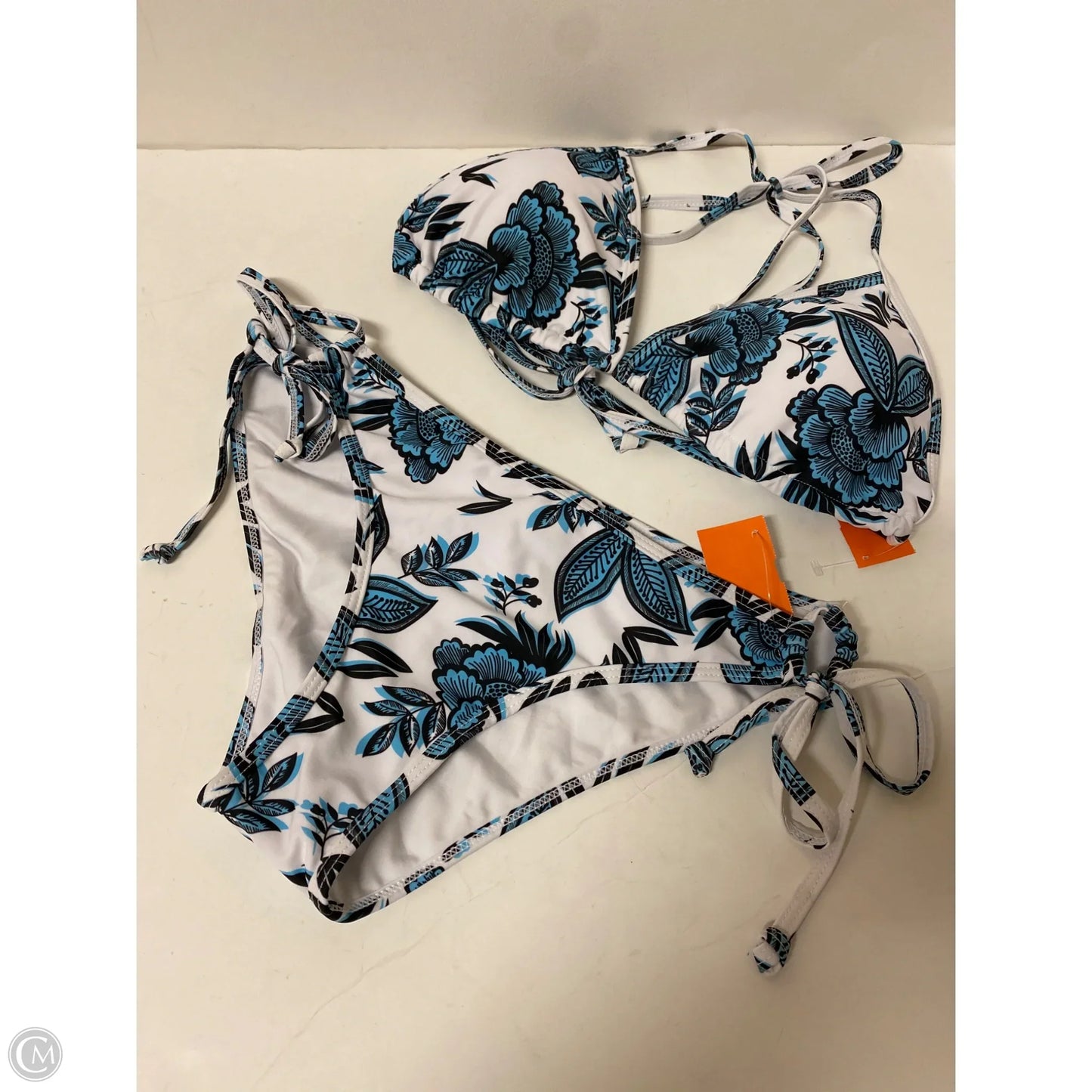 Swimsuit 2pc By Clothes Mentor In Blue & White, Size: M