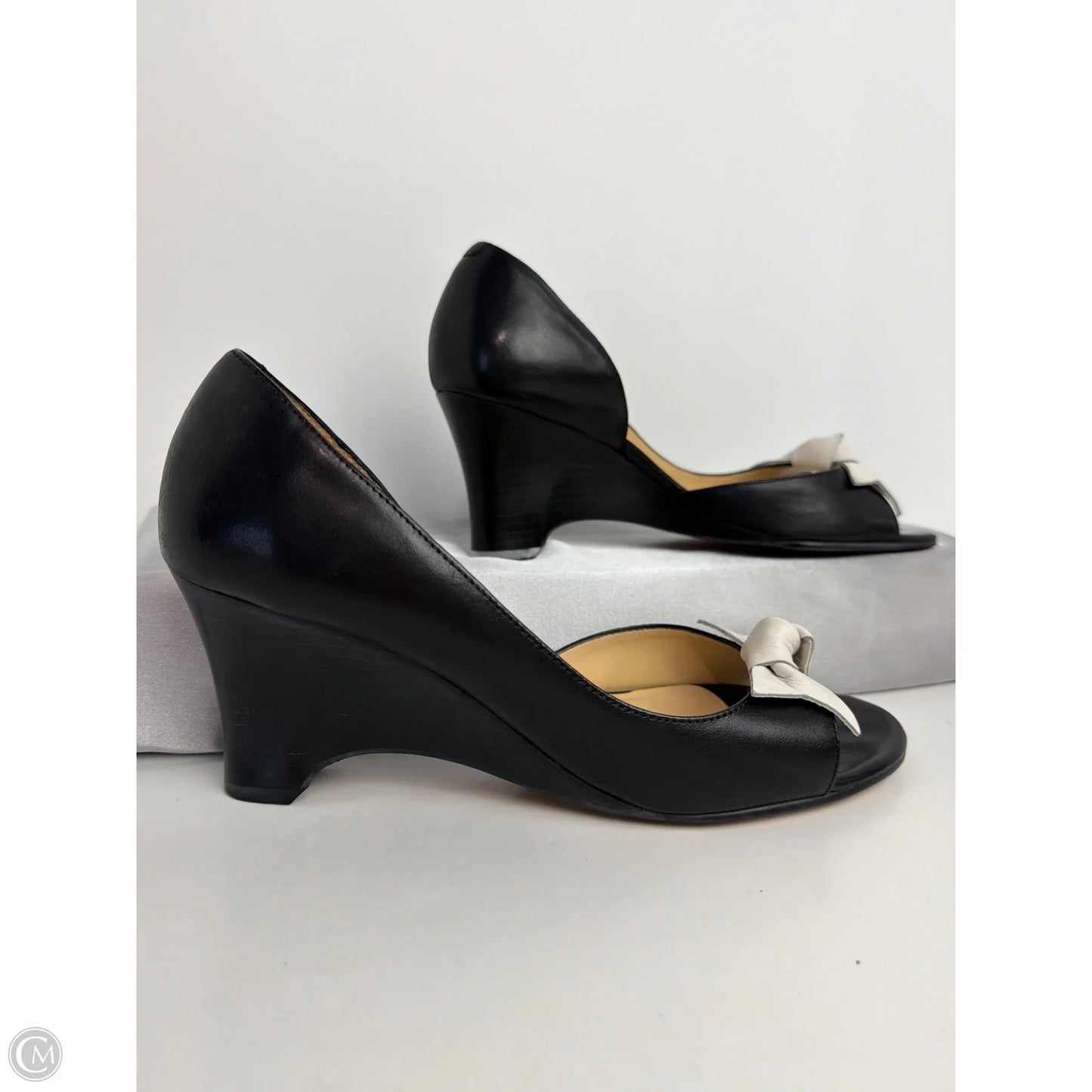 Sandals Heels Wedge By Loft In Black, Size: 8