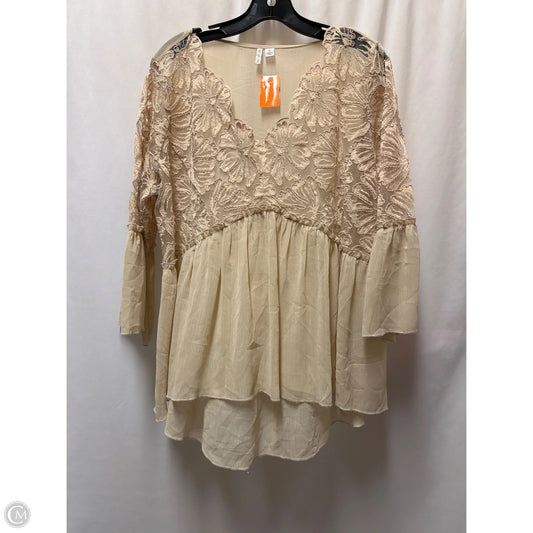 Top Long Sleeve By Cato In Tan, Size: Xl