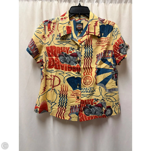 Top Short Sleeve By Harley Davidson In Yellow, Size: M