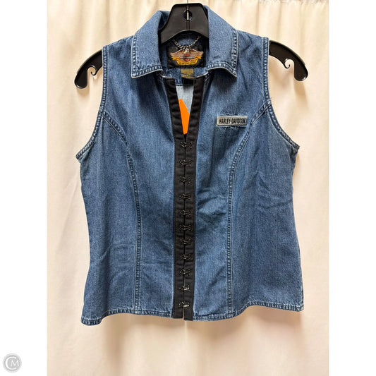 Top Sleeveless By Harley Davidson In Blue Denim, Size: M