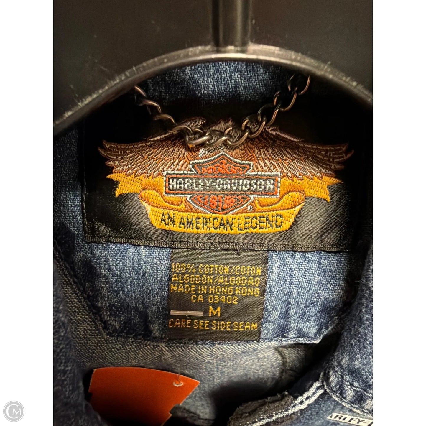 Top Sleeveless By Harley Davidson In Blue Denim, Size: M