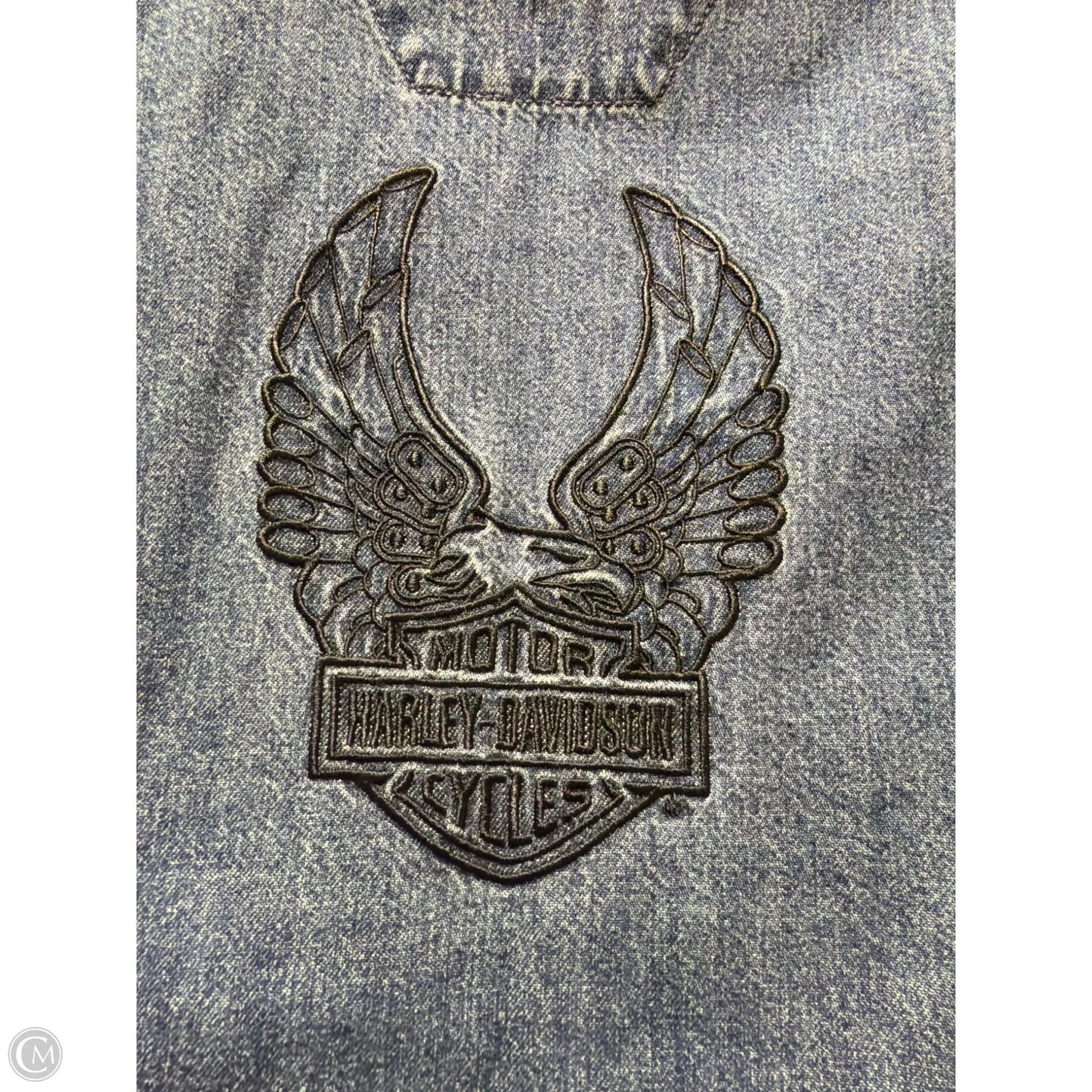 Top Sleeveless By Harley Davidson In Blue Denim, Size: M
