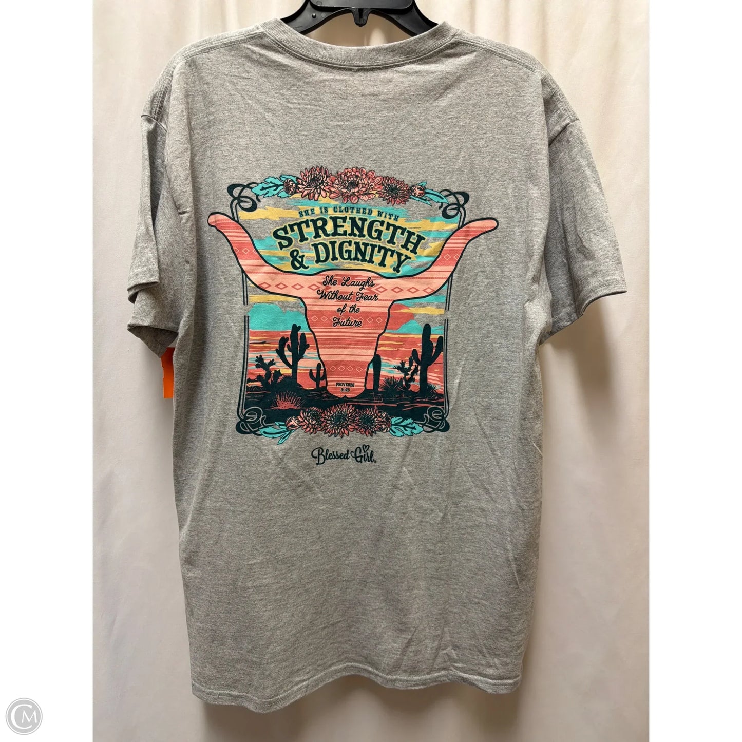 Top Short Sleeve By Clothes Mentor In Grey, Size: L