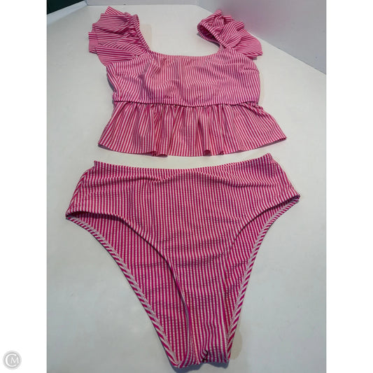 Swimsuit 2pc By Clothes Mentor In Pink & White, Size: M