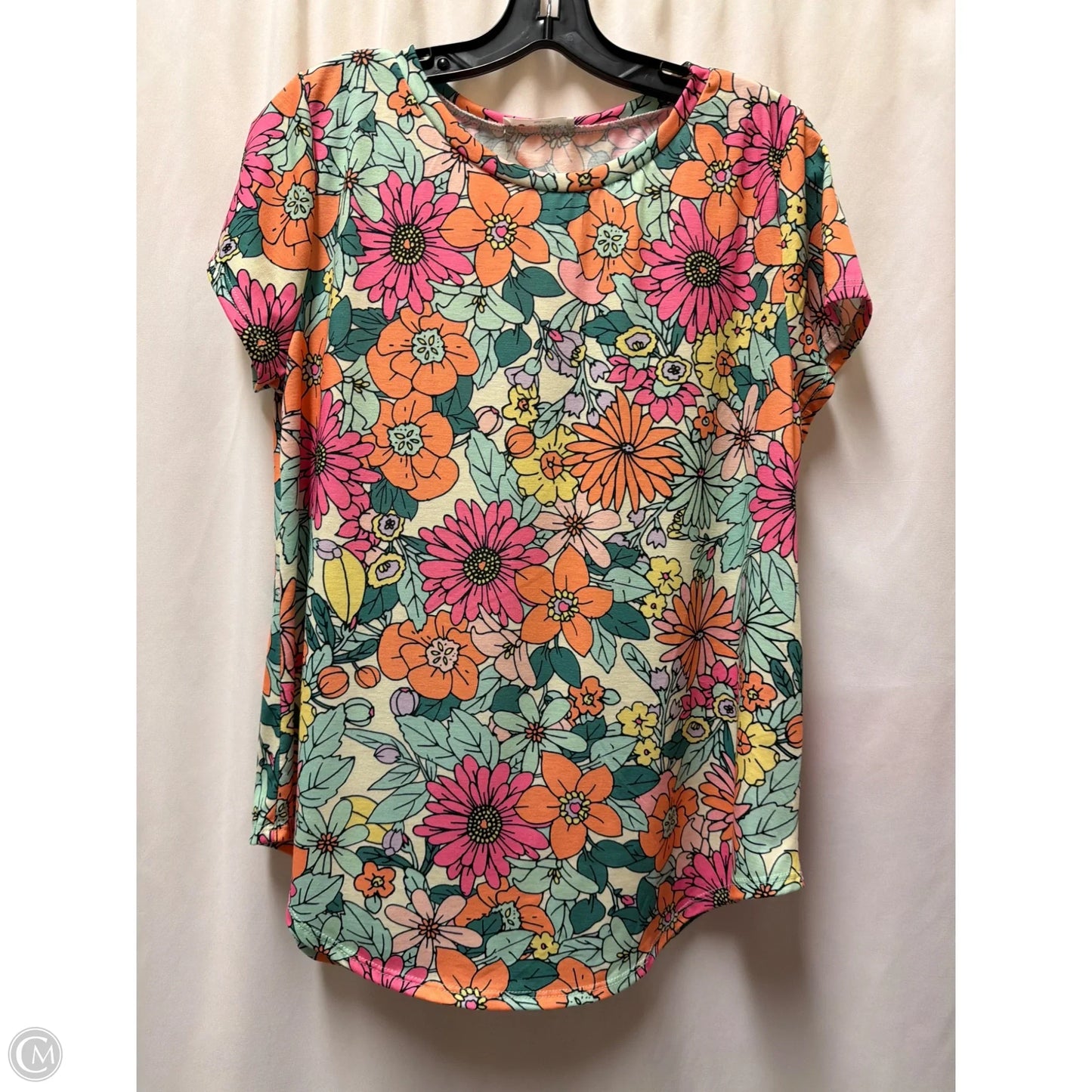 Top Short Sleeve By Bombom In Pink & Yellow, Size: Xl