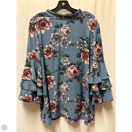 Top Long Sleeve By Andree By Unit In Blue, Size: 2x
