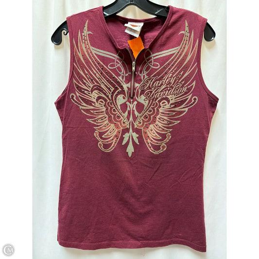 Top Sleeveless By Harley Davidson In Maroon, Size: L