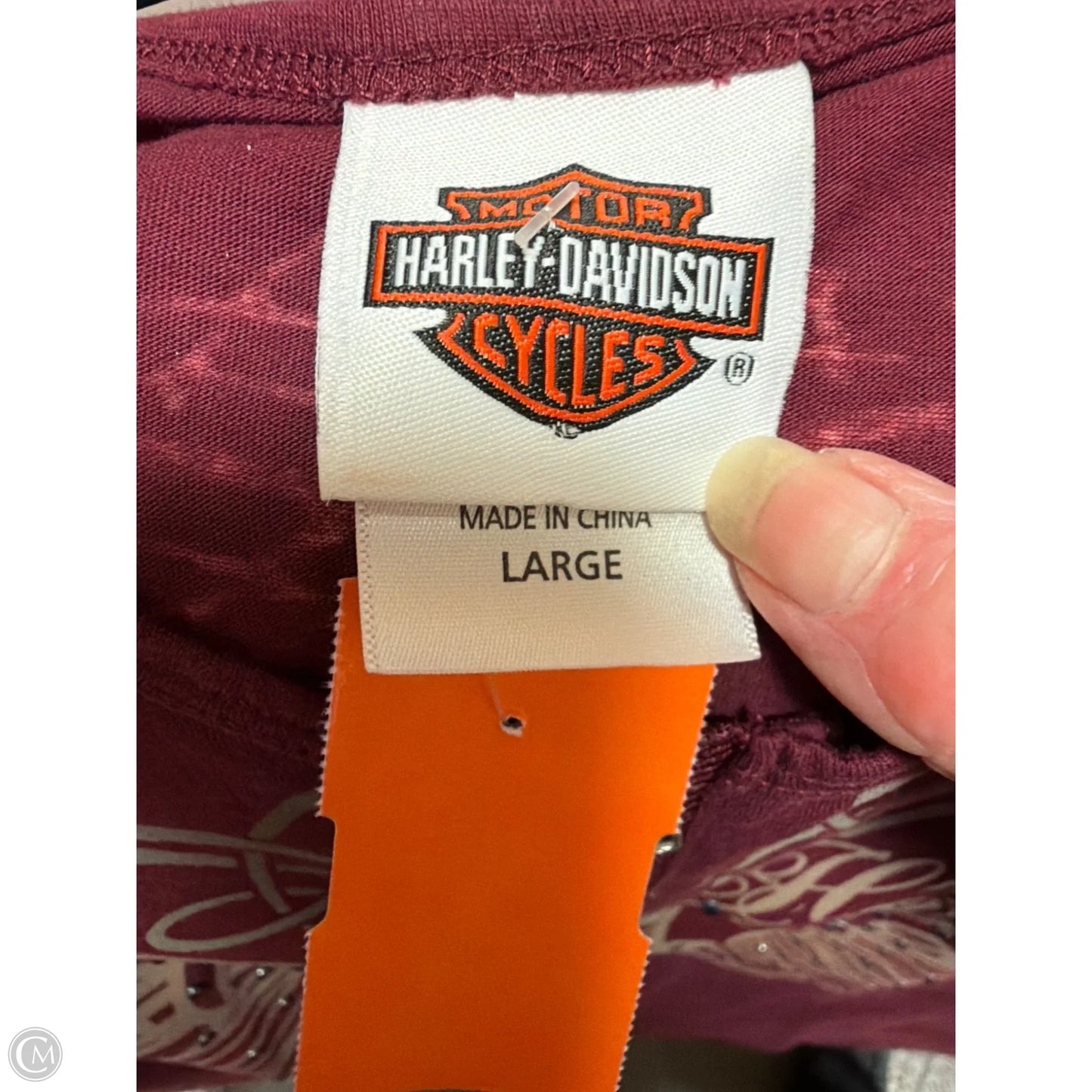 Top Sleeveless By Harley Davidson In Maroon, Size: L