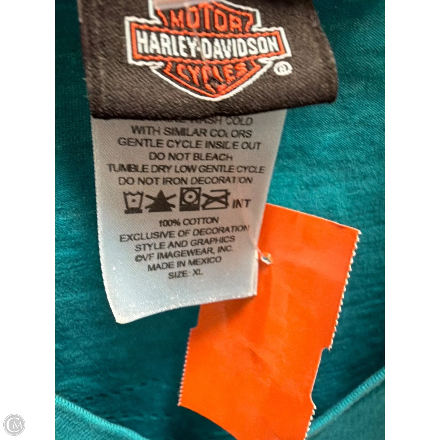 Top Short Sleeve By Harley Davidson In Teal, Size: Xl